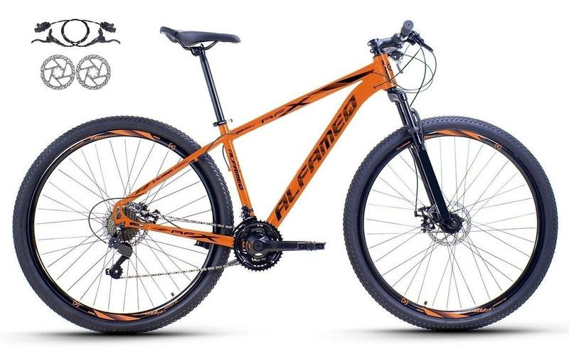 Imagem de Bicicleta Aro 29 Alfameq AFX Alumínio 21v Freio A Disco Hidráulico Garfo Suspensão - Laranja