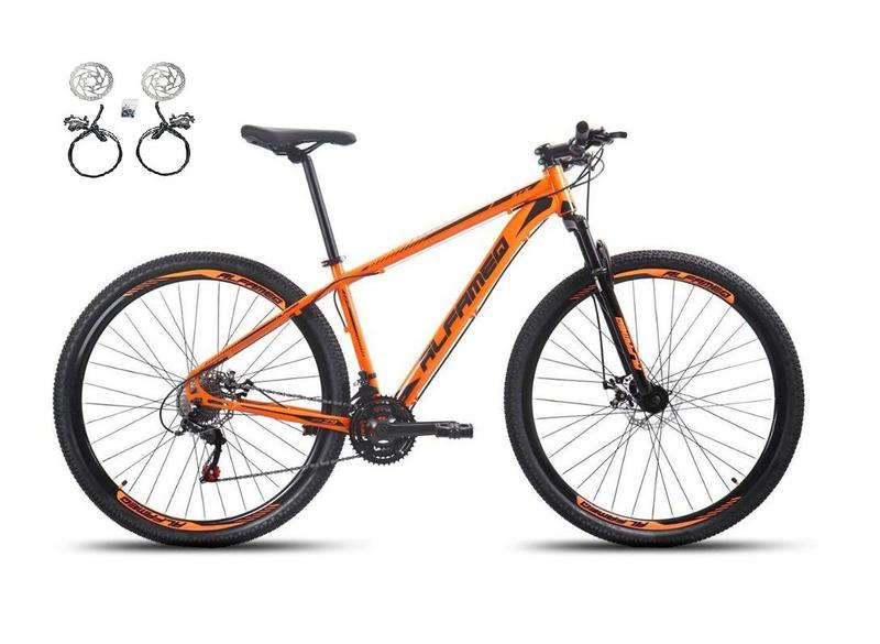 Imagem de Bicicleta Aro 29 Alfameq Atx Alumínio 21v Freio a Disco Hidráulico Garfo com Suspensão - Laranja