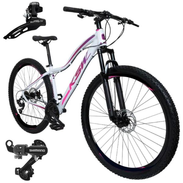 Imagem de Bicicleta Aro 29 Feminino Ksw Mwza Cambios Diant/Traseiro Shimano 21v Indexado Freio a Disco c/ Suspensao 