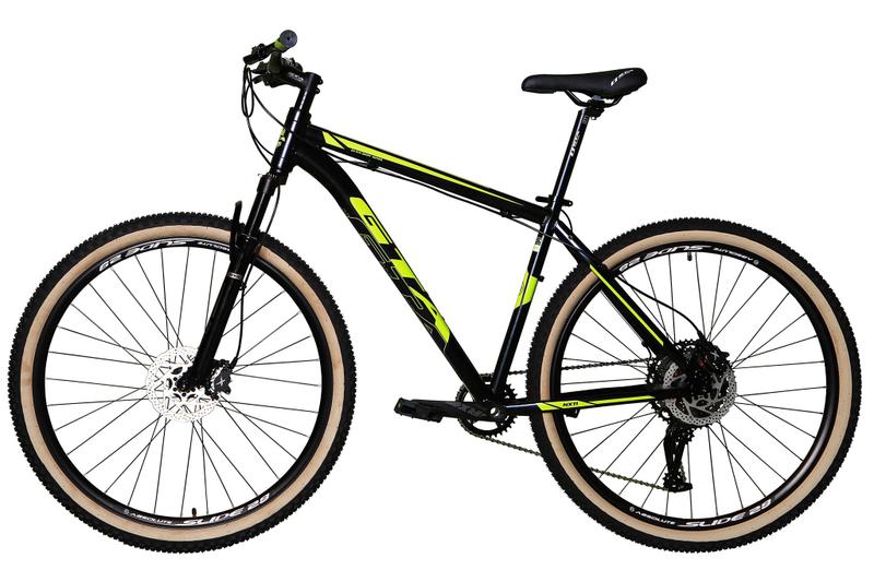 Imagem de Bicicleta Aro 29 Gta 12v Kit 1x12 Alumínio Freios Hidráulicos K7 11/50d Garfo Com Trava Pneu com Faixa Bege - Preto/Amarelo