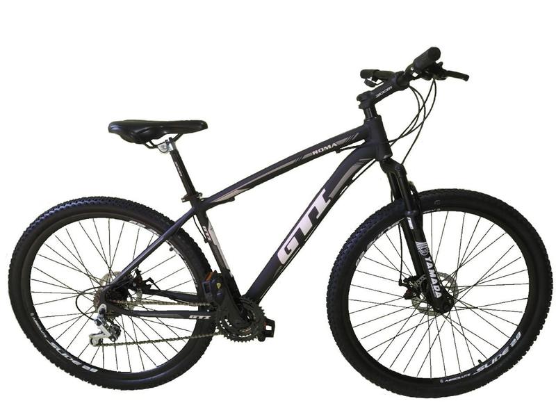 Imagem de Bicicleta Aro 29 GTI Roma Alumínio 21v Freio a Disco Hidráulico Garfo Suspensão Mountain Bike - Preto/Cinza - Tam. 15