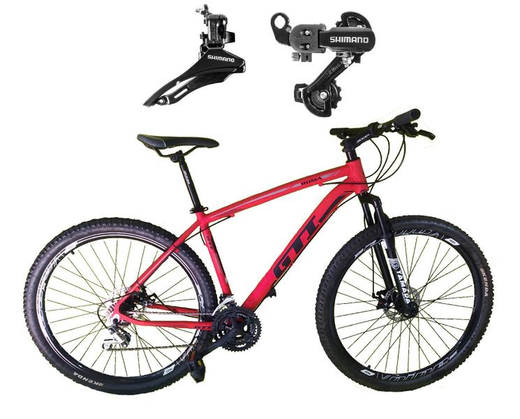 Imagem de Bicicleta Aro 29 Gti Roma Alumínio Câmbios Shimano 21v Freio A Disco Garfo Suspensão - Vermelho - Tam. 17