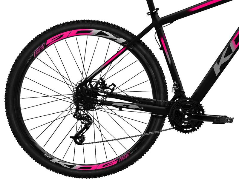 Imagem de Bicicleta Aro 29 KOG 24 Marcha Shimano Freio Hidráulico Cor:Preto+Rosa+CinzaTamanho:17Pneus:Preto