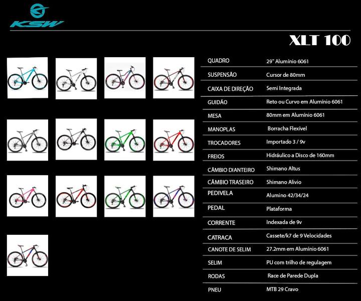 Imagem de Bicicleta Aro 29 Ksw 27v Alivio, Freio Hidraulico E K7 11/36