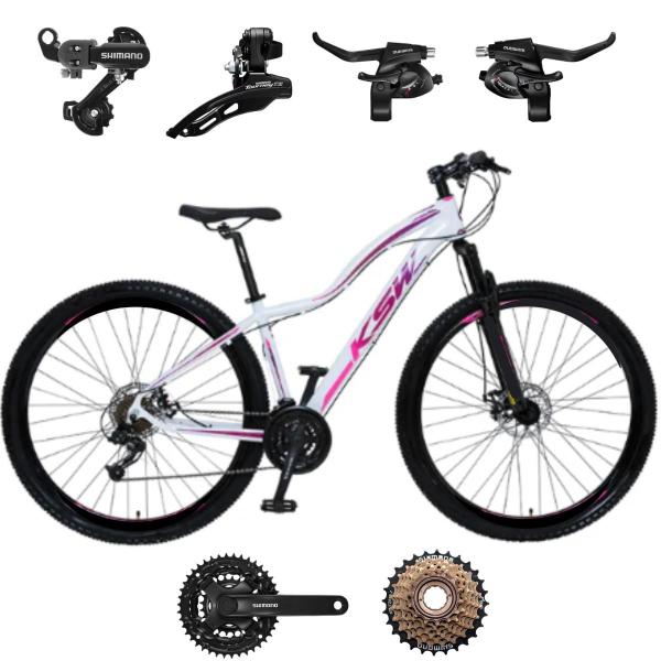 Imagem de Bicicleta Aro 29 KSW MWZA Feminina 21 Velocidades Alumínio Freio Mecânico C/ Kit SHIMANO