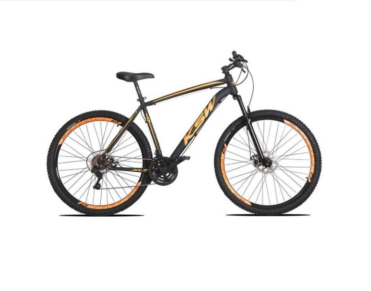 Imagem de Bicicleta aro 29 Ksw Xlt 24v Alumínio Freio a Disco Garfo Suspensão Preta com Laranja Tam.15