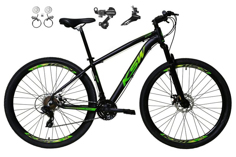 Imagem de Bicicleta aro 29 Ksw Xlt 24v Câmbios Shimano Freios Hidráulicos Garfo com Suspensão - Preto/Verde