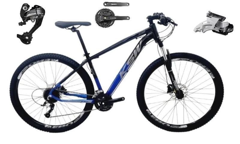 Imagem de Bicicleta Aro 29 Ksw Xlt 27v Câmbios Shimano Altus Freios Hidráulicos Garfo Com Trava - Preto/Azul