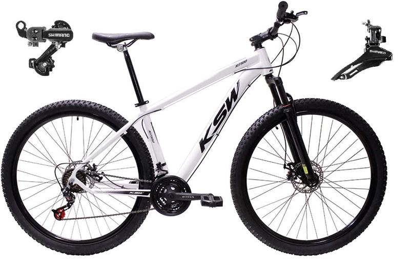 Imagem de Bicicleta Aro 29 Ksw Xlt Alumínio 24v Câmbios Shimano Garfo Suspensão - Branca