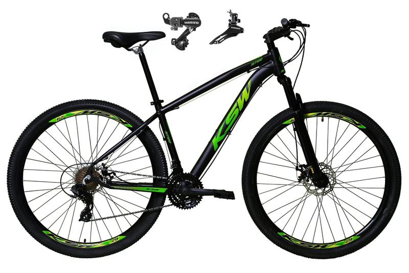 Imagem de Bicicleta Aro 29 Ksw Xlt Alumínio 24v Câmbios Shimano Garfo Suspensão - Preto/Verde