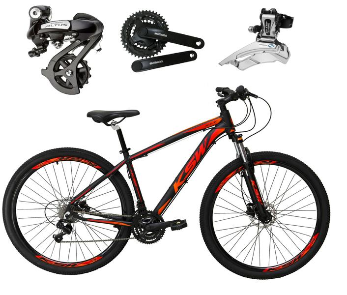 Imagem de Bicicleta Aro 29 Ksw Xlt Câmbios Shimano Altus 24v K7 Alumínio Freios Hidráulicos Garfo Com Trava - Preto/Vermelho/Laranja