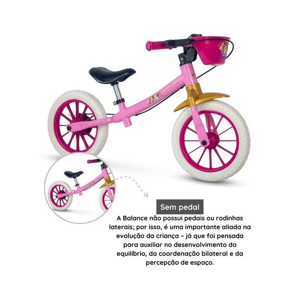 Imagem de Bicicleta Balance Bike Infantil Princesas Aro 12 - Nathor