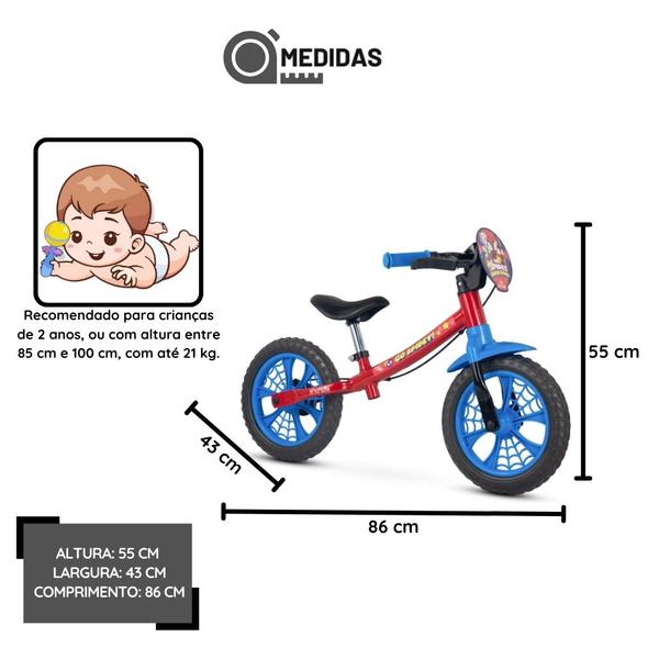 Imagem de Bicicleta Balance Bike Infantil Spider Man Aro 12 - Nathor