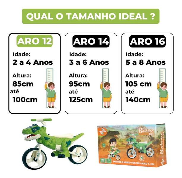 Imagem de Bicicleta Balance Dino Bike Equilíbrio Com Som E Luz Aro 12