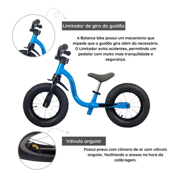 Imagem de Bicicleta Balance Infantil Aro 12 Raiada Azul 2 - Nathor