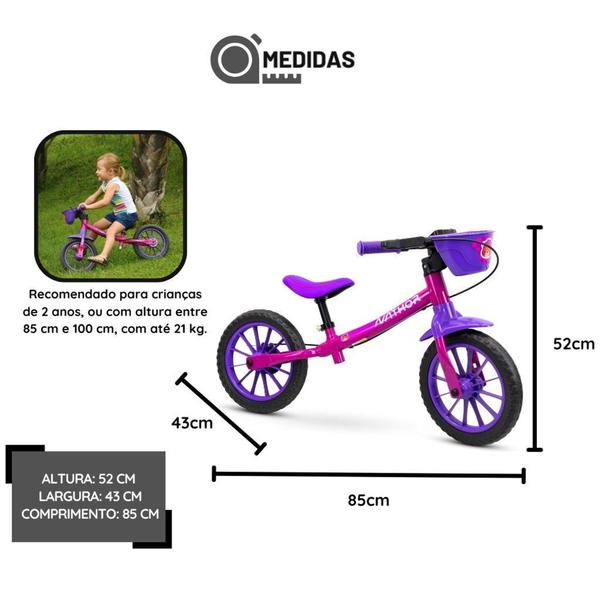 Imagem de Bicicleta Balance Infantil Bike Feminina 3 Aro 12 - Nathor