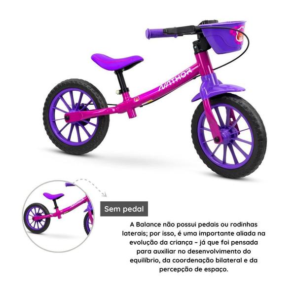 Imagem de Bicicleta Balance Infantil Bike Feminina 3 Aro 12 - Nathor