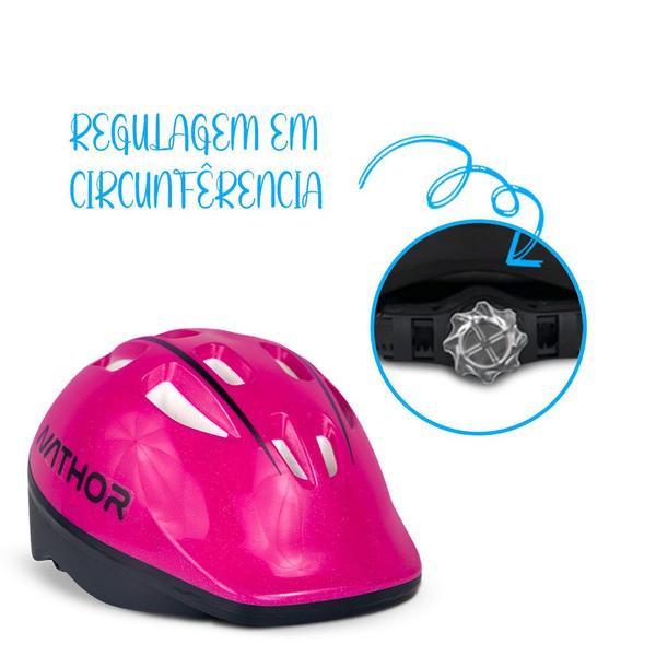 Imagem de Bicicleta Balance Infantil Raiada e Capacete Rosa - Nathor