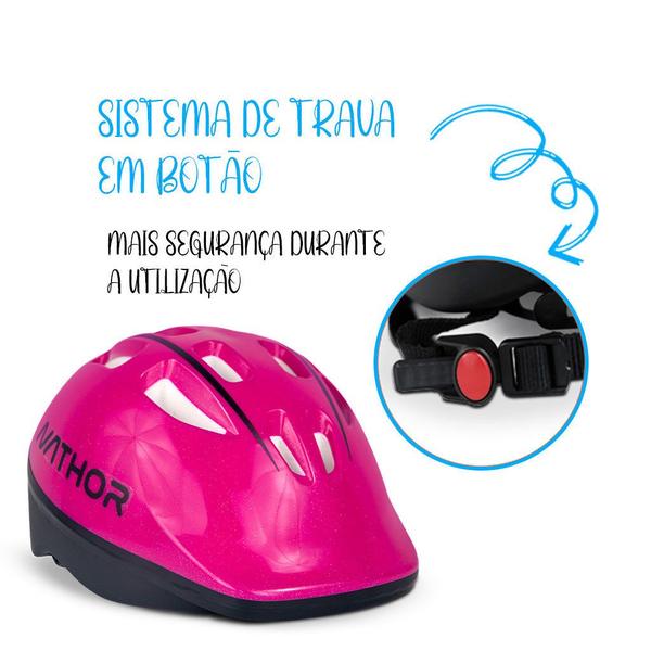 Imagem de Bicicleta Balance Infantil Raiada e Capacete Rosa - Nathor