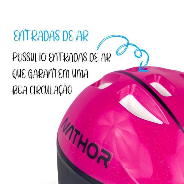 Imagem de Bicicleta Balance Infantil Raiada E Capacete Rosa - Nathor