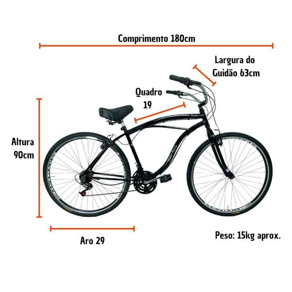 Imagem de Bicicleta Beach Caiçara Aro 29 Freio V-Brake Masculina Preto