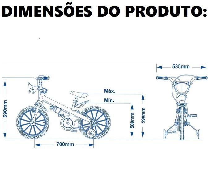 Imagem de Bicicleta Cecizinha Aro 12 Infantil Garrafinha Cestinho e Rodinhas Meninas Nathor