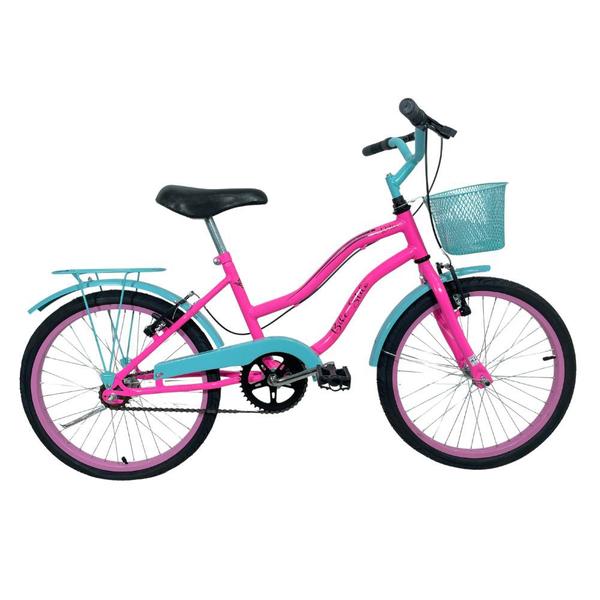 Imagem de Bicicleta Cissa 20 Infantil Retrô Feminina Azul Tifany Rosa