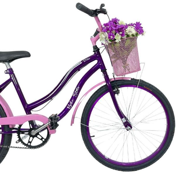 Imagem de Bicicleta Cissa 24 Infantil Retrô Feminina Violeta / Rosa