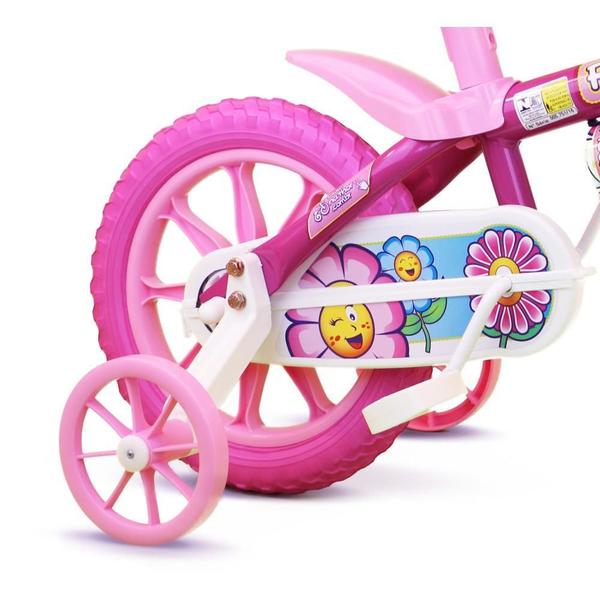 Imagem de Bicicleta Com Rodinha Aro 12 Infantil Feminina Flower