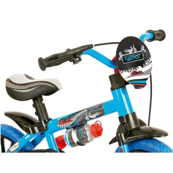 Imagem de Bicicleta com Rodinha Aro 12 Infantil Veloz Menino Capacete Azul