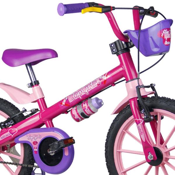 Imagem de Bicicleta com Rodinha e Capacete Top Girls Aro 16 Nathor