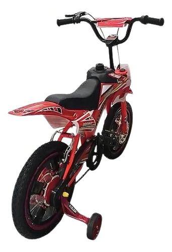 Imagem de Bicicleta  Cross Infantil Unitoys Moto Cross Aro 16 Freios V-brakes Cor Vermelho Com Rodas De Treinamento