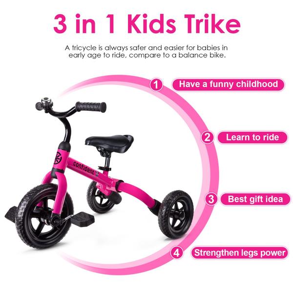 Bicicleta de equilíbrio infantil dobrável Triciclo YGJT 3 em 1 de 2 a 5 anos rosa Imagem de Bicicleta de equilíbrio infantil dobrável Triciclo YGJT 3 em 1 de 2 a 5 anos rosa
