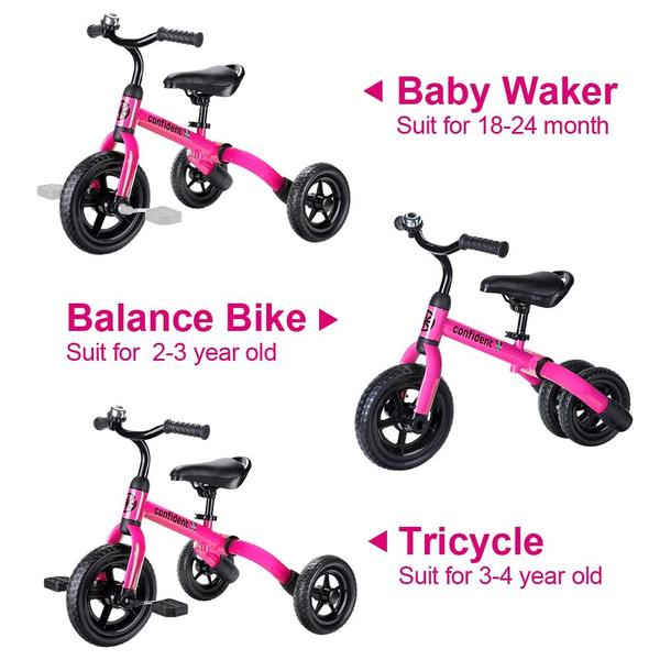 Bicicleta de equilíbrio infantil dobrável Triciclo YGJT 3 em 1 de 2 a 5 anos rosa Imagem de Bicicleta de equilíbrio infantil dobrável Triciclo YGJT 3 em 1 de 2 a 5 anos rosa