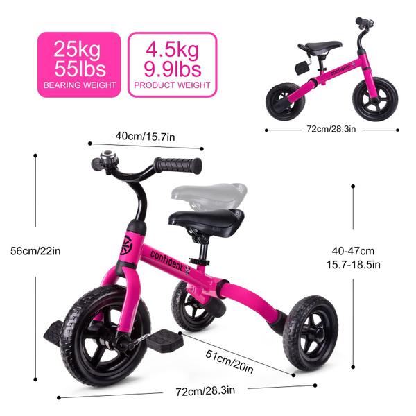Bicicleta de equilíbrio infantil dobrável Triciclo YGJT 3 em 1 de 2 a 5 anos rosa Imagem de Bicicleta de equilíbrio infantil dobrável Triciclo YGJT 3 em 1 de 2 a 5 anos rosa