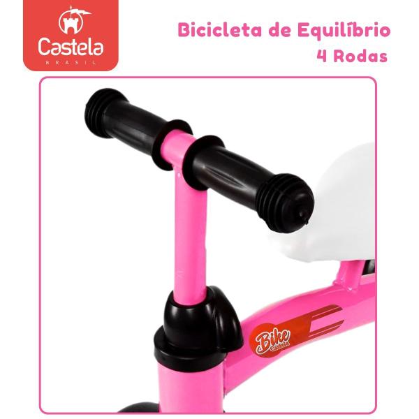 Imagem de Bicicleta De Equilíbrio Infantil Rosa Sem Pedal 4 Rodas Castela