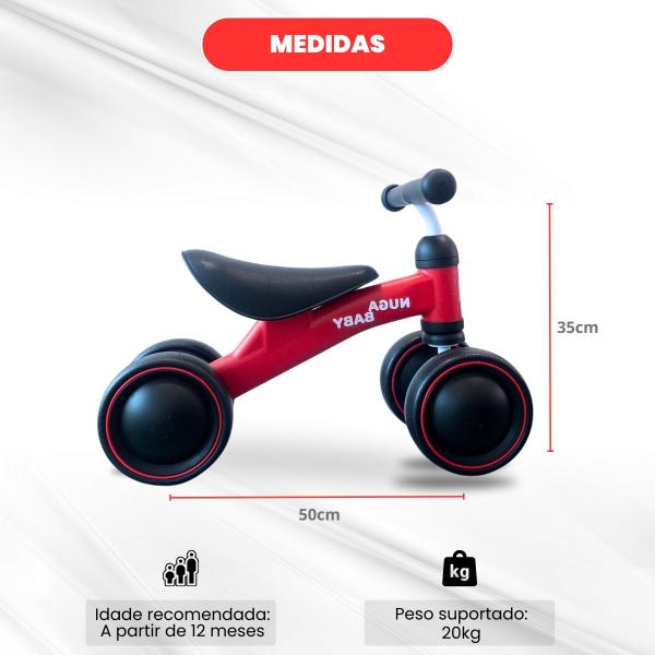 Imagem de Bicicleta de Equilibrio Infantil Vermelha 4 Rodas