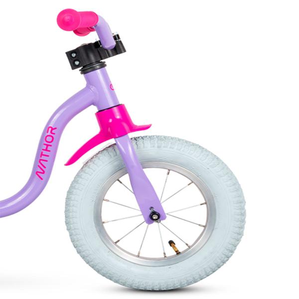 Imagem de Bicicleta de Equilíbrio Raiada Infantil Aro 12 21Kg Válvula Angular Lilás Nathor