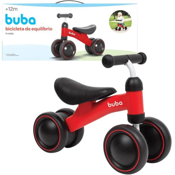 Imagem de Bicicleta de Equilibrio Vermelho 4 Rodas Bicicleta Buba