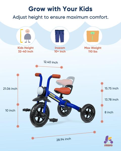 Imagem de Bicicleta e triciclo Balance KRIDDO 2 em 1 para 2 a 5 anos azul