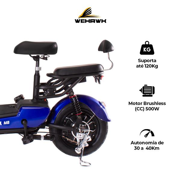 Imagem de Bicicleta Elétrica 500W Prime WeHawk Moto Elétrica sem CNH 48V 12Ah