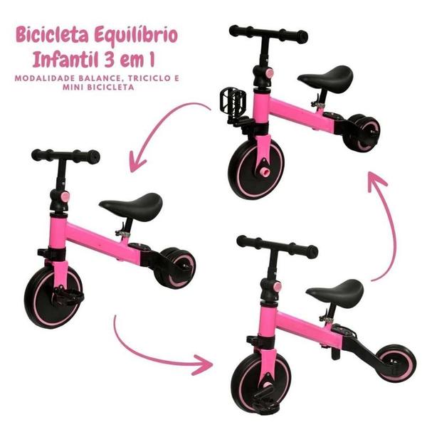 Imagem de Bicicleta Equilíbrio 2 Em 1 Importway Bw312Rs Preto E Rosa