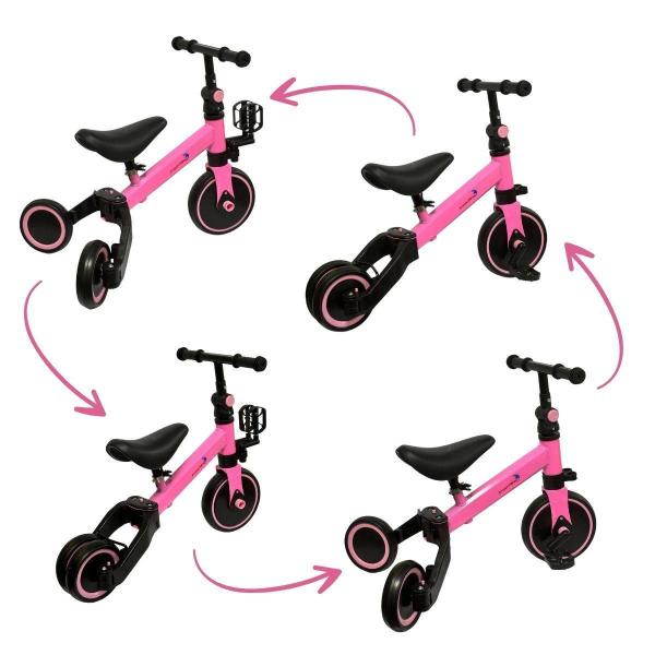 Imagem de Bicicleta Equilíbrio Infantil 3 Em 1 Balance E Triciclo Rosa