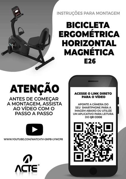 Imagem de Bicicleta Ergométrica Horizontal, 8 Intensidades, Assento Ajustavel, E26, Acte Sports