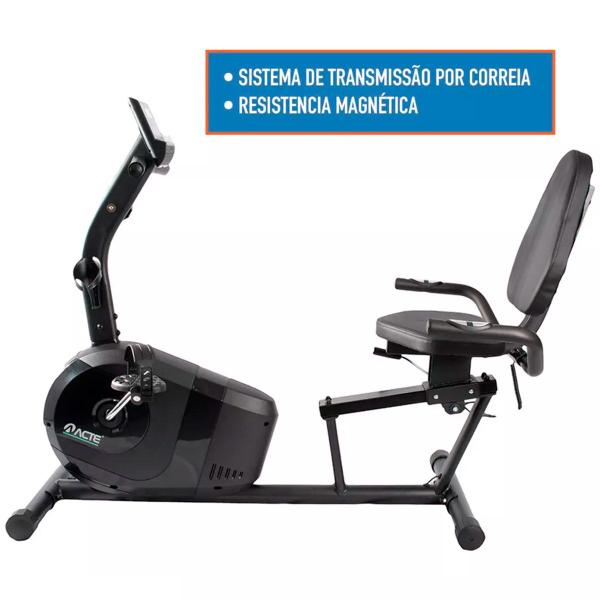 Imagem de Bicicleta Ergométrica Horizontal E26 8 Níveis Resistência Estrutura Aço Suporta 120kg Monitor LCD