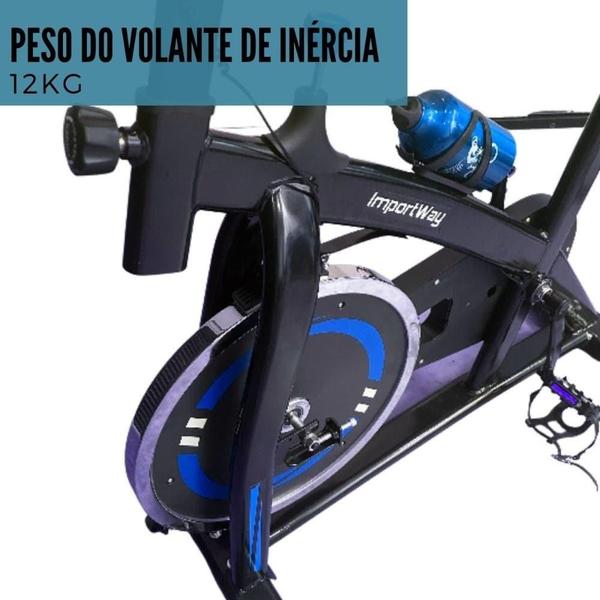 Imagem de Bicicleta Ergométrica Spinning até 120kgs com Inércia 13 kg Azul IWBES13AZ IMPORTWAY