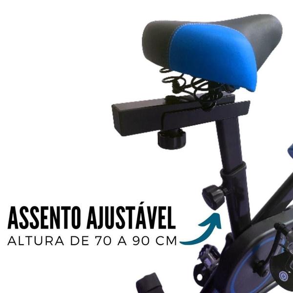 Imagem de Bicicleta Ergométrica Spinning até 120kgs com Inércia 13 kg Azul IWBES13AZ IMPORTWAY