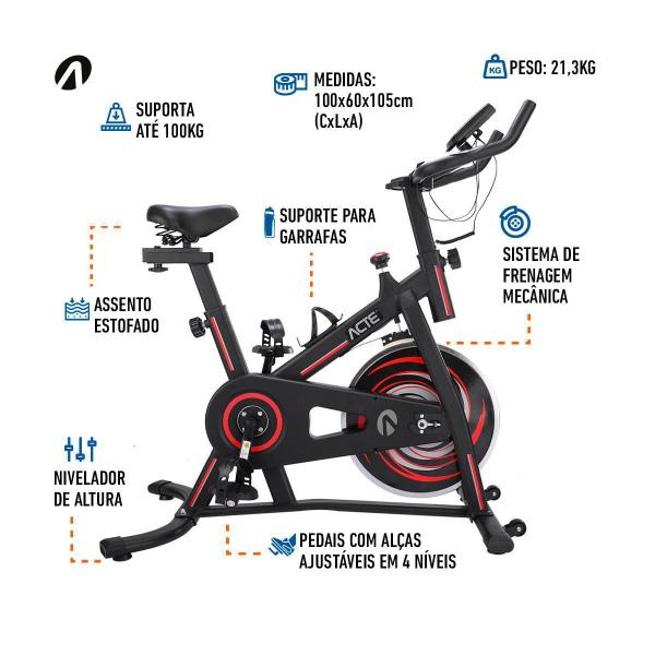 Imagem de Bicicleta Ergométrica Spinning Indoor Com Monitor 6.0 Acte