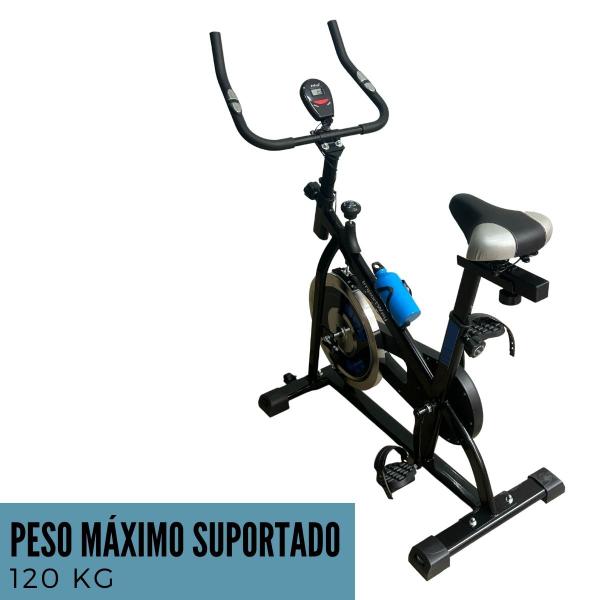 Imagem de Bicicleta Ergométrica Spinning Profissional Mecânica 8 Kg Suporta 120 Kg Azul Importway Iwbes-8