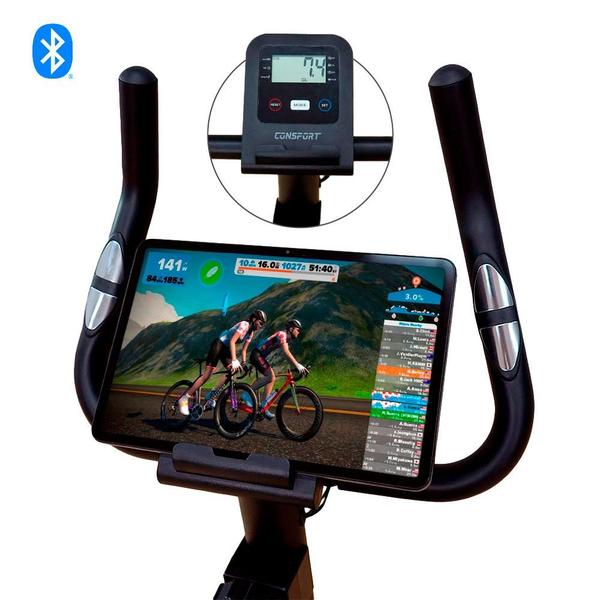 Imagem de Bicicleta Ergométrica Vertical Consport V-1000 CONNECT Exercícios Em Casa Fitness Treinamento Treino Em Casa Pedalar Regulagens Carga Preto